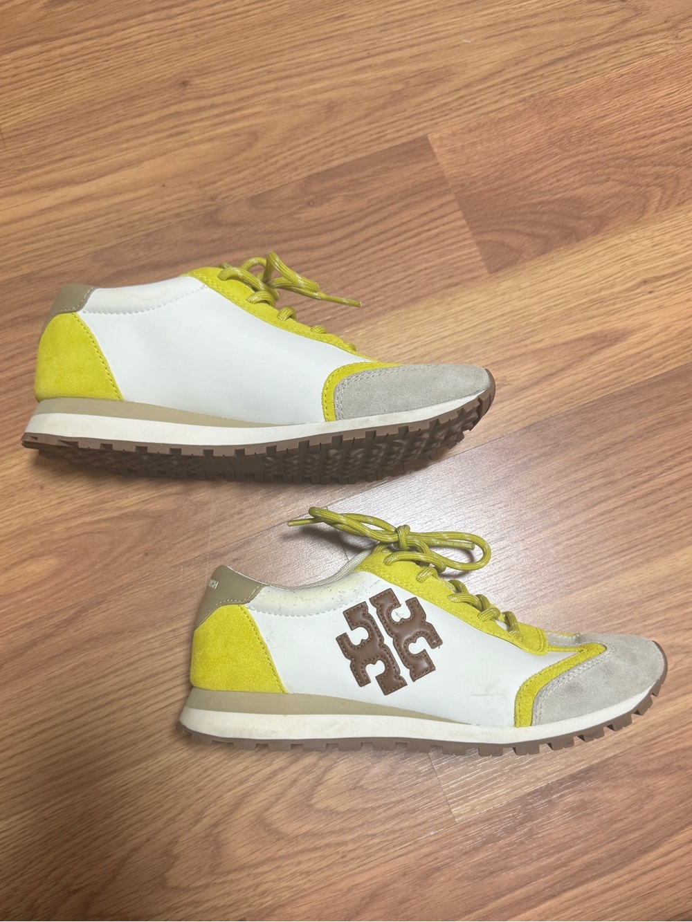 Tory Burch White and Yellow Sneakers